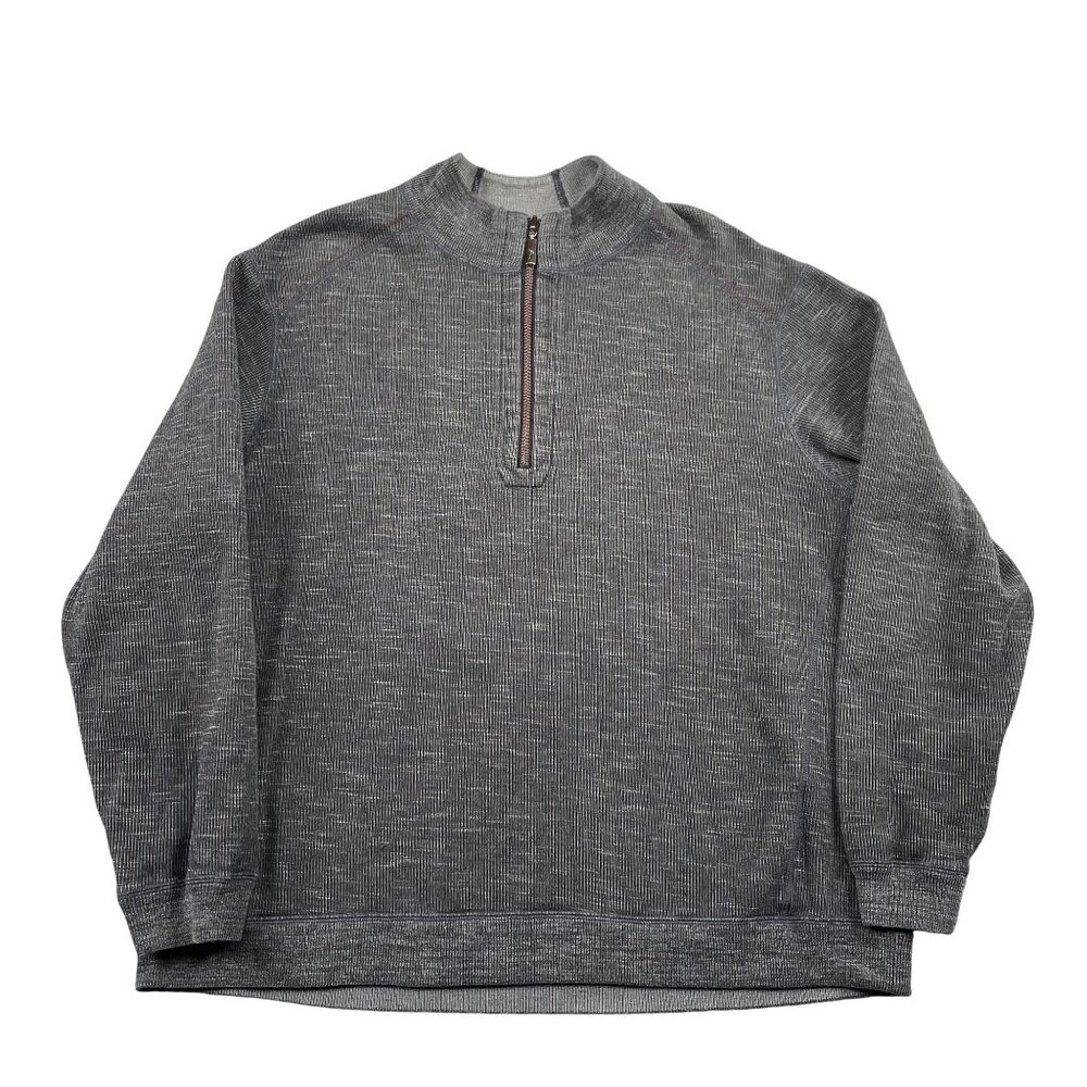 Tommy Bahama Reversible Sweatshirt XXL Mens Grey 1/4 Zip Pullover Golf